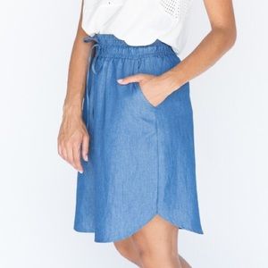 Chambray skirt light blue